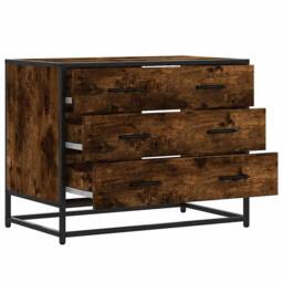 Berkfield Home Drawer Cabinet Smoked Oak 70x41x56 cm Engineered Wood in Brown - Size: 70 x 41 x 56 cm - thumbnail 5