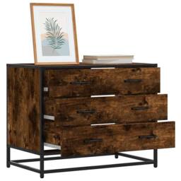 Berkfield Home Drawer Cabinet Smoked Oak 70x41x56 cm Engineered Wood in Brown - Size: 70 x 41 x 56 cm - thumbnail 2
