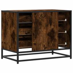 Berkfield Home Drawer Cabinet Smoked Oak 70x41x56 cm Engineered Wood in Brown - Size: 70 x 41 x 56 cm - thumbnail 7