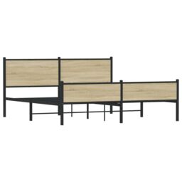 Berkfield Home Metal Bed Frame without Mattress Sonoma Oak 160x200 cm in Brown - thumbnail 4