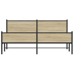 Berkfield Home Metal Bed Frame without Mattress Sonoma Oak 160x200 cm in Brown - thumbnail 5