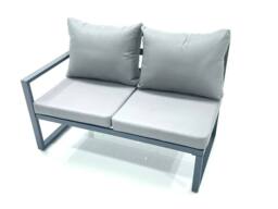 Fimous Aluminum Outdoor Garden Furniture Set Corner Sofa 3 Footstools Adjustable Rising Lifting Dining Table Sets Dark Grey - thumbnail 4