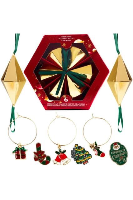 kreativekraft Christmas Cracker Glass Decoration Pack of 6 - Size: 6 Pack - image 1
