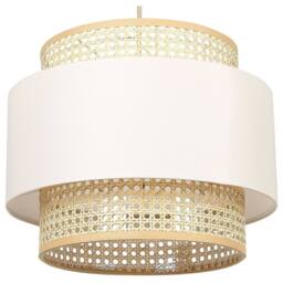 Wyld and Coco Double-Shade Pendant Lamp - Natural Beige Rattan Fabric - thumbnail 2