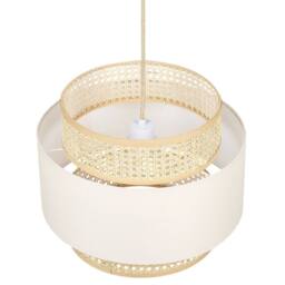 Wyld and Coco Double-Shade Pendant Lamp - Natural Beige Rattan Fabric - thumbnail 4
