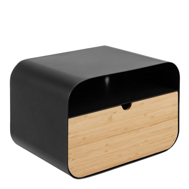 Furniture To Go Century 1 Drawer Wall Mounted Bedside Table in White Oak in Black - Size: A - image 1