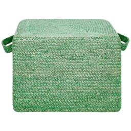 Wyld and Coco Green Jute Pouffe 45 x 45 x 30 cm - Rectangular Pouf with Handles - thumbnail 3