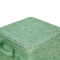 Wyld and Coco Green Jute Pouffe 45 x 45 x 30 cm - Rectangular Pouf with Handles - thumbnail 5