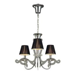 Netlighting Acanto Pendant Round 3 Light E14 Polished Chrome With Black Shades in Silver