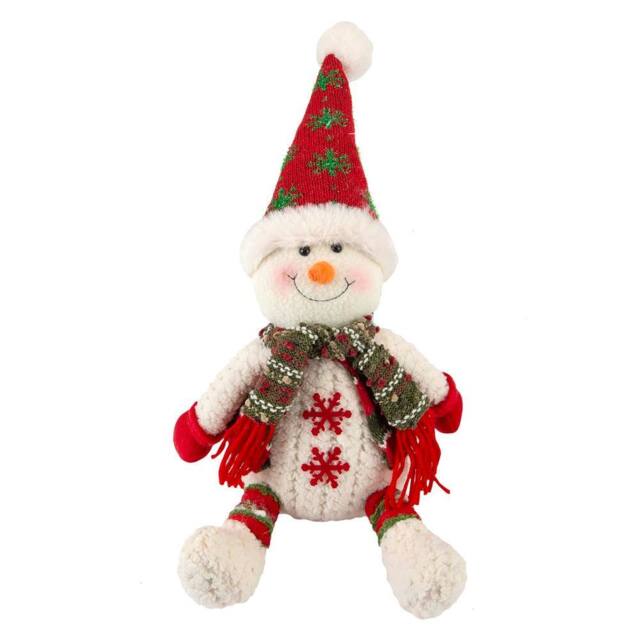 VFM e-Store Christmas Sitting Snowman Decoration Plush 19cm x 22.5cm White X 1 - Size: 19 cm x 22.5 cm - image 1