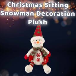 VFM e-Store Christmas Sitting Snowman Decoration Plush 19cm x 22.5cm White X 1 - Size: 19 cm x 22.5 cm - thumbnail 3