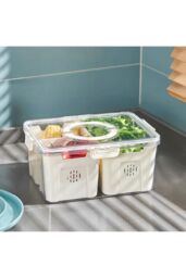 H&O Direct Fridge Storage Container with Three Compartments in Yellow - thumbnail 2