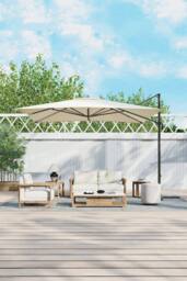 H&O Direct 3m x 3m Beige Square Rotating Outdoor Cantilever Parasol - thumbnail 2