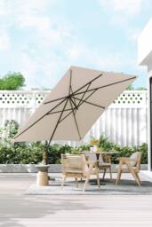 H&O Direct 3m x 3m Beige Square Rotating Outdoor Cantilever Parasol - thumbnail 1
