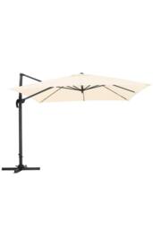 H&O Direct 3m x 3m Beige Square Rotating Outdoor Cantilever Parasol - thumbnail 4