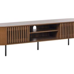 Wyld and Coco Home Retro TV Stand Dark Brown Particle Board with Metal Legs - thumbnail 2