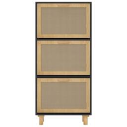 Berkfield Home Shoe Cabinet Black 52x25x115 cm Engineered Wood&Natural Rattan - Size: 52 x 25 x 115 cm - thumbnail 5