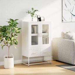 Berkfield Home Highboard White 68x39x111.5 cm Steel - thumbnail 3