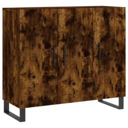 Berkfield Home Sideboard Smoked Oak 90x34x80 cm Engineered Wood in Brown - Size: 90 x 34 x 80 cm - thumbnail 3