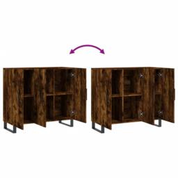Berkfield Home Sideboard Smoked Oak 90x34x80 cm Engineered Wood in Brown - Size: 90 x 34 x 80 cm - thumbnail 9