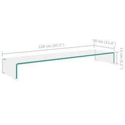 Berkfield Home TV Stand/Monitor Riser Glass Clear 120x30x13 cm - Size: 120 x 30 x 13 cm - thumbnail 6