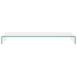 Berkfield Home TV Stand/Monitor Riser Glass Clear 120x30x13 cm - Size: 120 x 30 x 13 cm - thumbnail 3