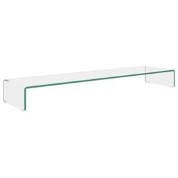Berkfield Home TV Stand/Monitor Riser Glass Clear 120x30x13 cm - Size: 120 x 30 x 13 cm - thumbnail 2