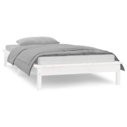 Berkfield Home LED Bed Frame White 75x190 cm Small Single Solid Wood - thumbnail 4