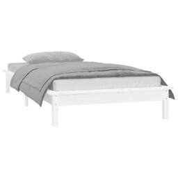 Berkfield Home LED Bed Frame White 75x190 cm Small Single Solid Wood - thumbnail 5