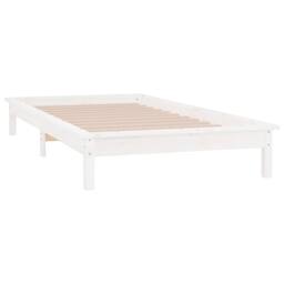 Berkfield Home LED Bed Frame White 75x190 cm Small Single Solid Wood - thumbnail 6
