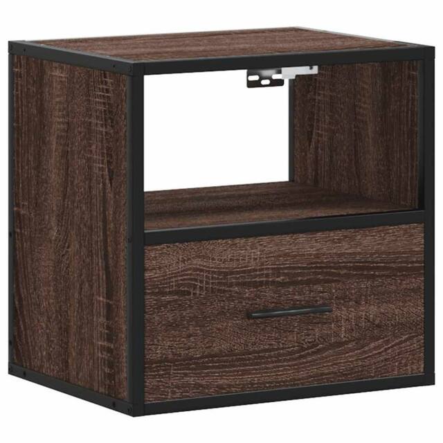 Berkfield Home Wall-mounted Bedside Cabinet Brown Oak 40x31x39.5 cm - image 1