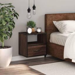 Berkfield Home Wall-mounted Bedside Cabinet Brown Oak 40x31x39.5 cm - thumbnail 3