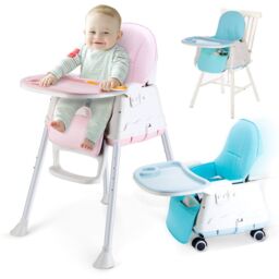 VOGREX Adjustable 4-In-1 Baby Highchair Infant High Feeding Seat in Pink - thumbnail 3