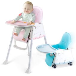 VOGREX Adjustable 4-In-1 Baby Highchair Infant High Feeding Seat in Pink - thumbnail 7
