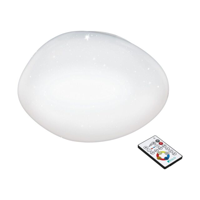 Loops Wall Flush Ceiling Light White Shade White Plastic With Crystal Effect LED 21W - image 1