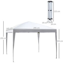 OUTSUNNY 3 x 3M Garden Pop Up Gazebo Height Adjustable Marquee Party Tent Wedding Canopy with Carrying Bag in White - thumbnail 3