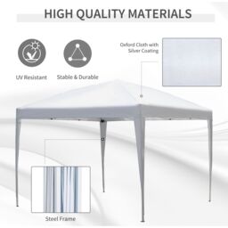OUTSUNNY 3 x 3M Garden Pop Up Gazebo Height Adjustable Marquee Party Tent Wedding Canopy with Carrying Bag in White - thumbnail 4
