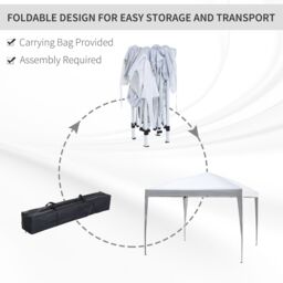 OUTSUNNY 3 x 3M Garden Pop Up Gazebo Height Adjustable Marquee Party Tent Wedding Canopy with Carrying Bag in White - thumbnail 5