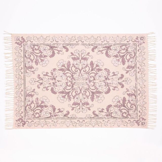 Esselle Kew Antique Printed Small Rug with Tassel in Mauve - Size: 120 cm x 170 cm - image 1