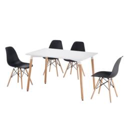Comfy Living Ltd 5 Piece Dining Set With White Wooden Top & 4 Black Chairs With Metal Detailing - thumbnail 8