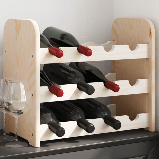 Berkfield Home Wine Rack 43x25x37 cm Solid Wood Pine in Brown - Size: 43 x 25 x 37 cm - image 1