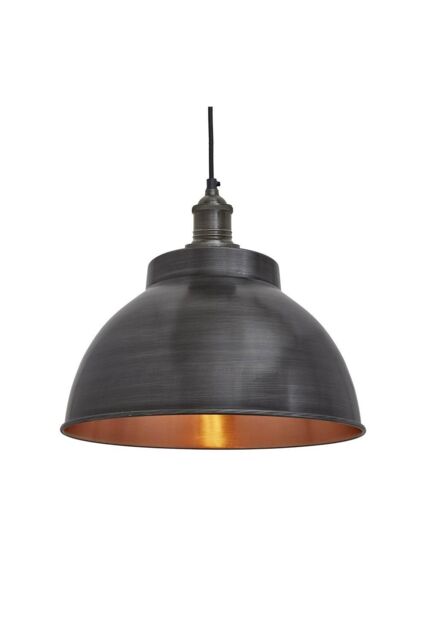 Industville Brooklyn Dome Pendant, 13 Inch, Pewter & Copper, Pewter Holder in Copper - image 1