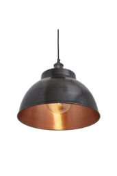 Industville Brooklyn Dome Pendant, 13 Inch, Pewter & Copper, Pewter Holder in Copper - thumbnail 3