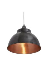 Industville Brooklyn Dome Pendant, 13 Inch, Pewter & Copper, Pewter Holder in Copper - thumbnail 4