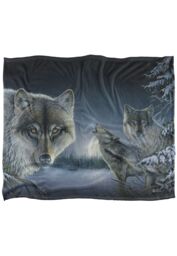 Wild Wings Midnight Wolves 2 Silky Touch Super Soft Throw Blanket 152 X 127 cm in White - thumbnail 1