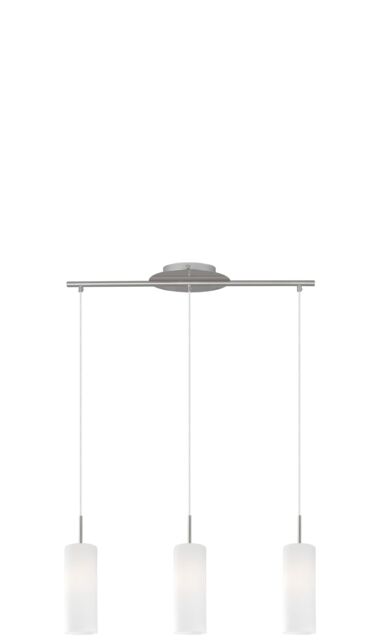 Loops Pendant Light Colour Satin Nickel Shade White Painted Satin Glass Bulb E27 3x60W in Metallics - image 1