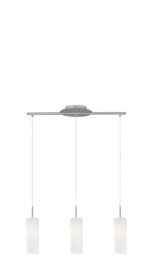 Loops Pendant Light Colour Satin Nickel Shade White Painted Satin Glass Bulb E27 3x60W in Metallics
