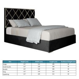 KDMD Tammy Upholstered Soft Velvet Metal Black Bed Frame - Size: Super King - thumbnail 4