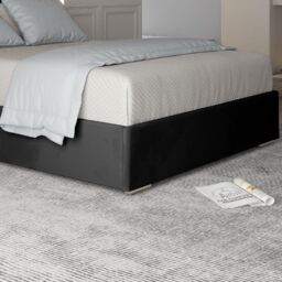 KDMD Tammy Upholstered Soft Velvet Metal Black Bed Frame - Size: Super King - thumbnail 3