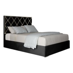 KDMD Tammy Upholstered Soft Velvet Metal Black Bed Frame - Size: Super King - thumbnail 5